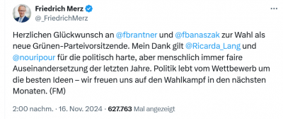 Screenshot 2024-11-17 at 21-06-32 Friedrich Merz auf X „Herzlichen Glückwunsch an @fbrantner und @fbanaszak zur Wahl als neue Grünen-Parteivorsitzende. Mein Dank gilt @Ricarda_Lang und @nouripour für die politisch harte aber [...].png